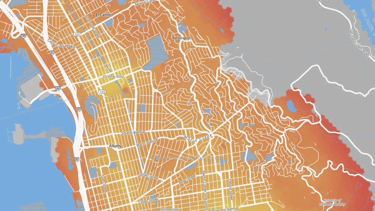 Transit Grade map of 94707, CA