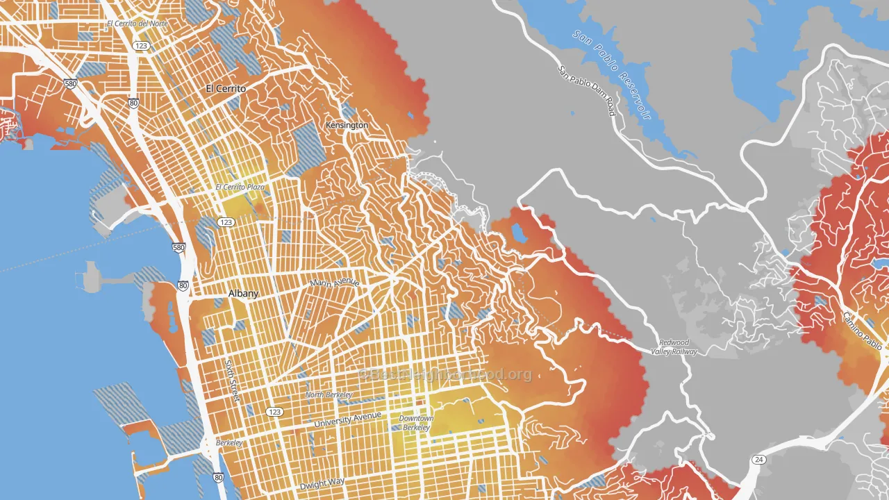 Transit Grade map of 94708, CA