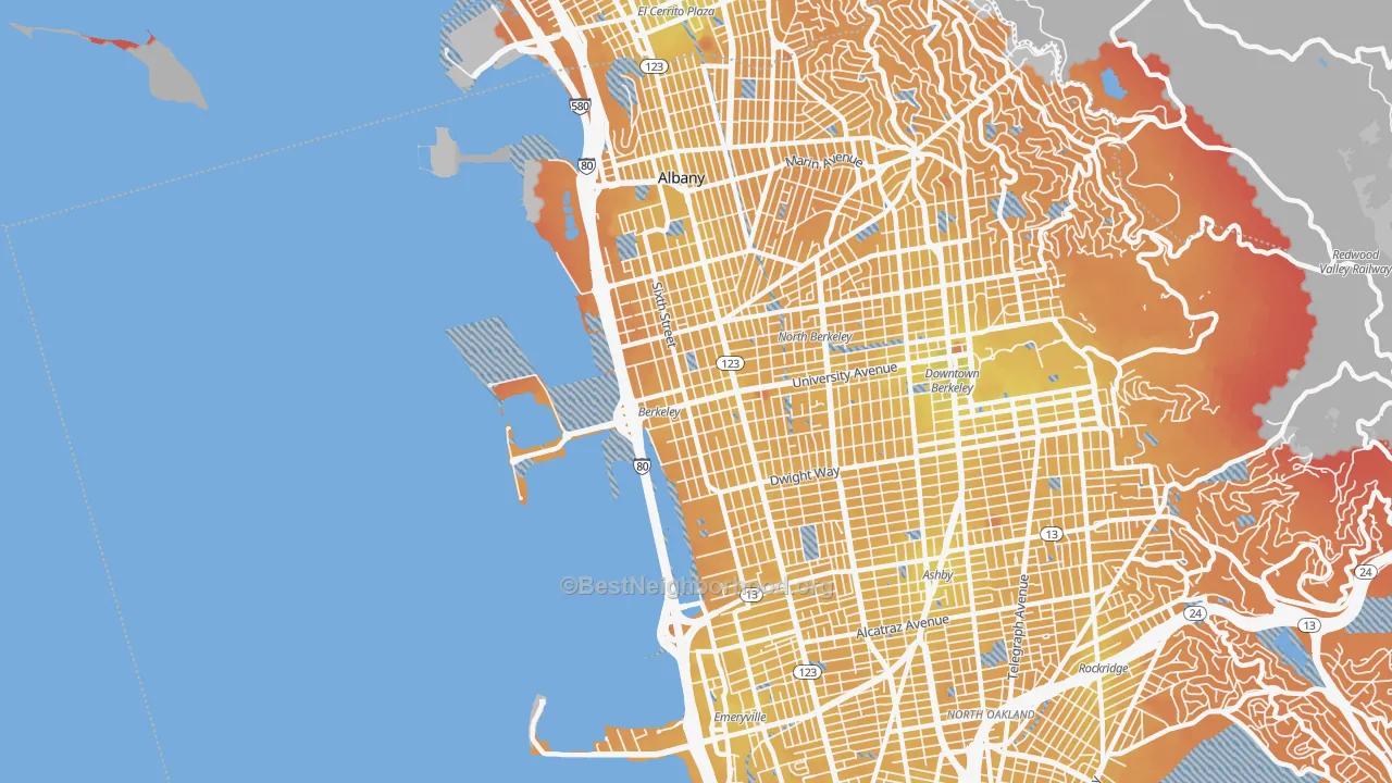 Transit Grade map of 94710, CA