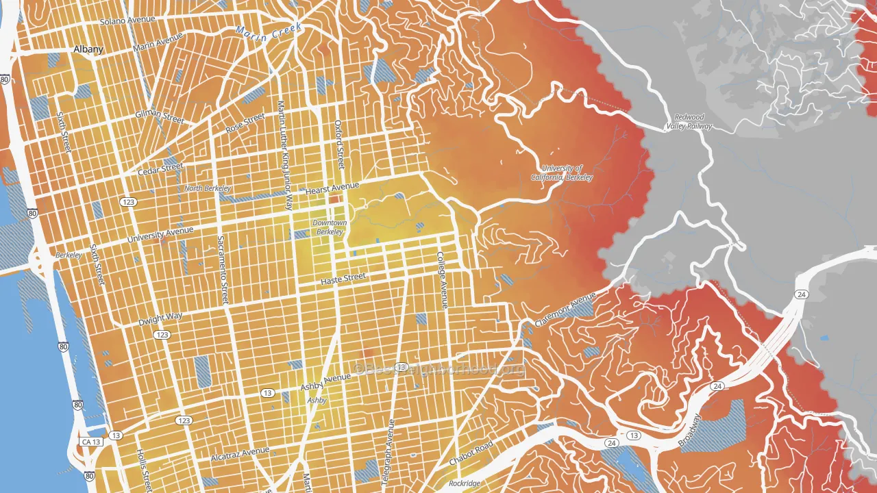 Transit Grade map of 94720, CA