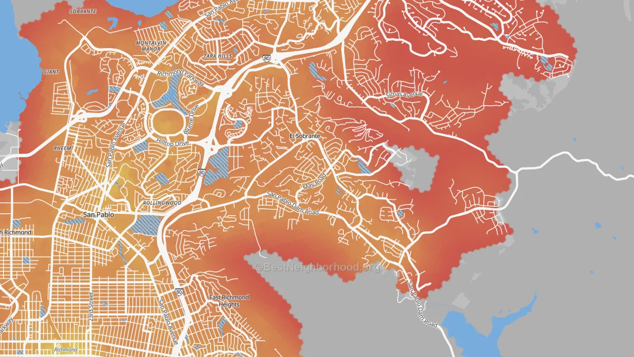 Transit Grade map of 94803, CA