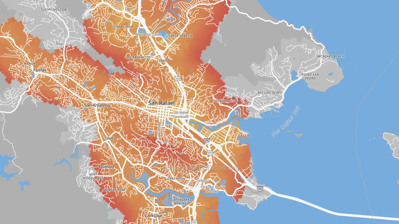 Transit Grade map of 94901, CA