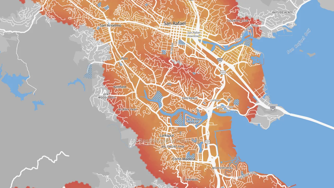 Transit Grade map of 94904, CA
