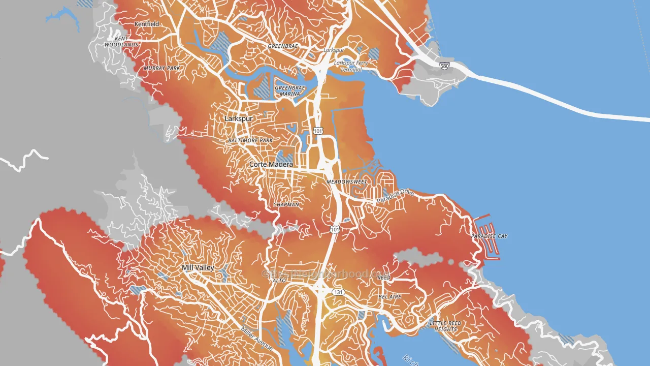 Transit Grade map of 94925, CA