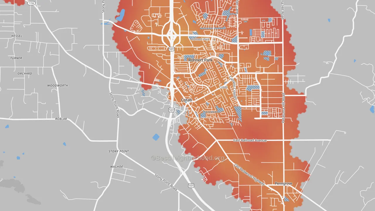 Transit Grade map of 94931, CA