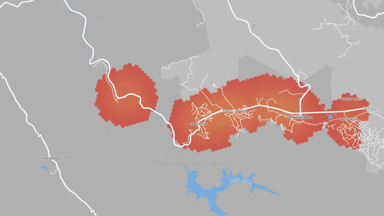 Transit Grade map of 94938, CA