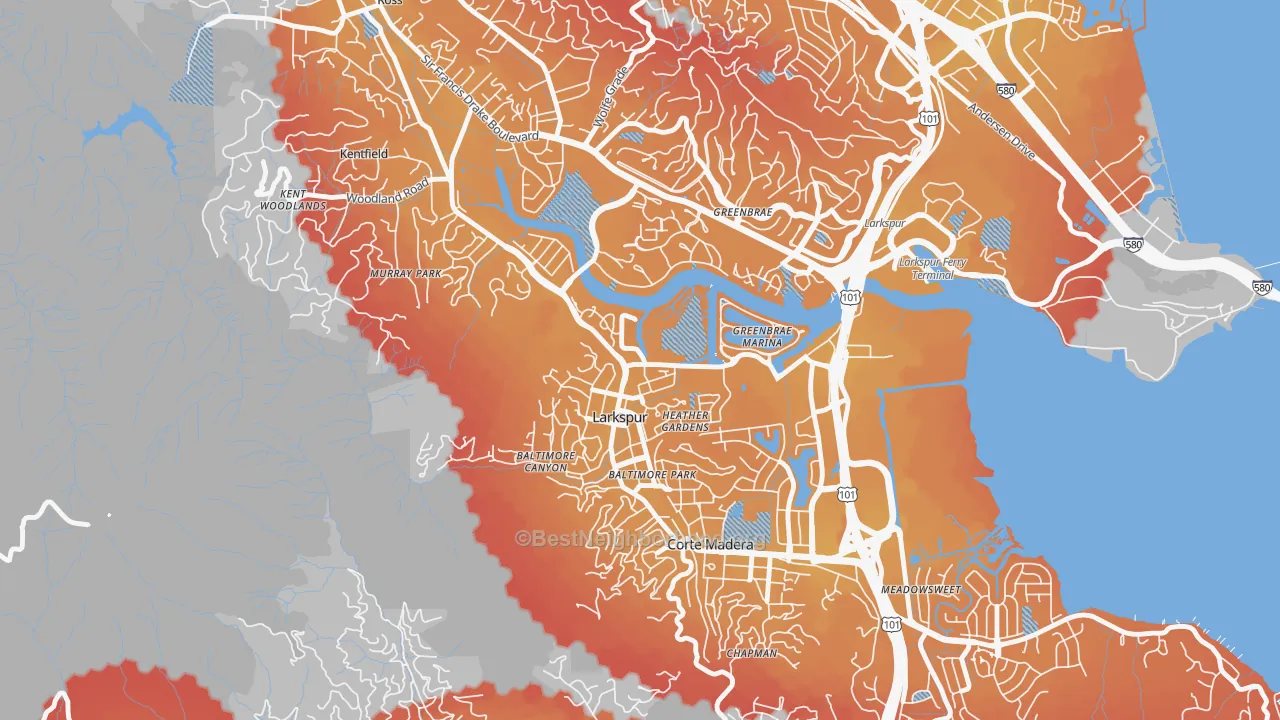 Transit Grade map of 94939, CA