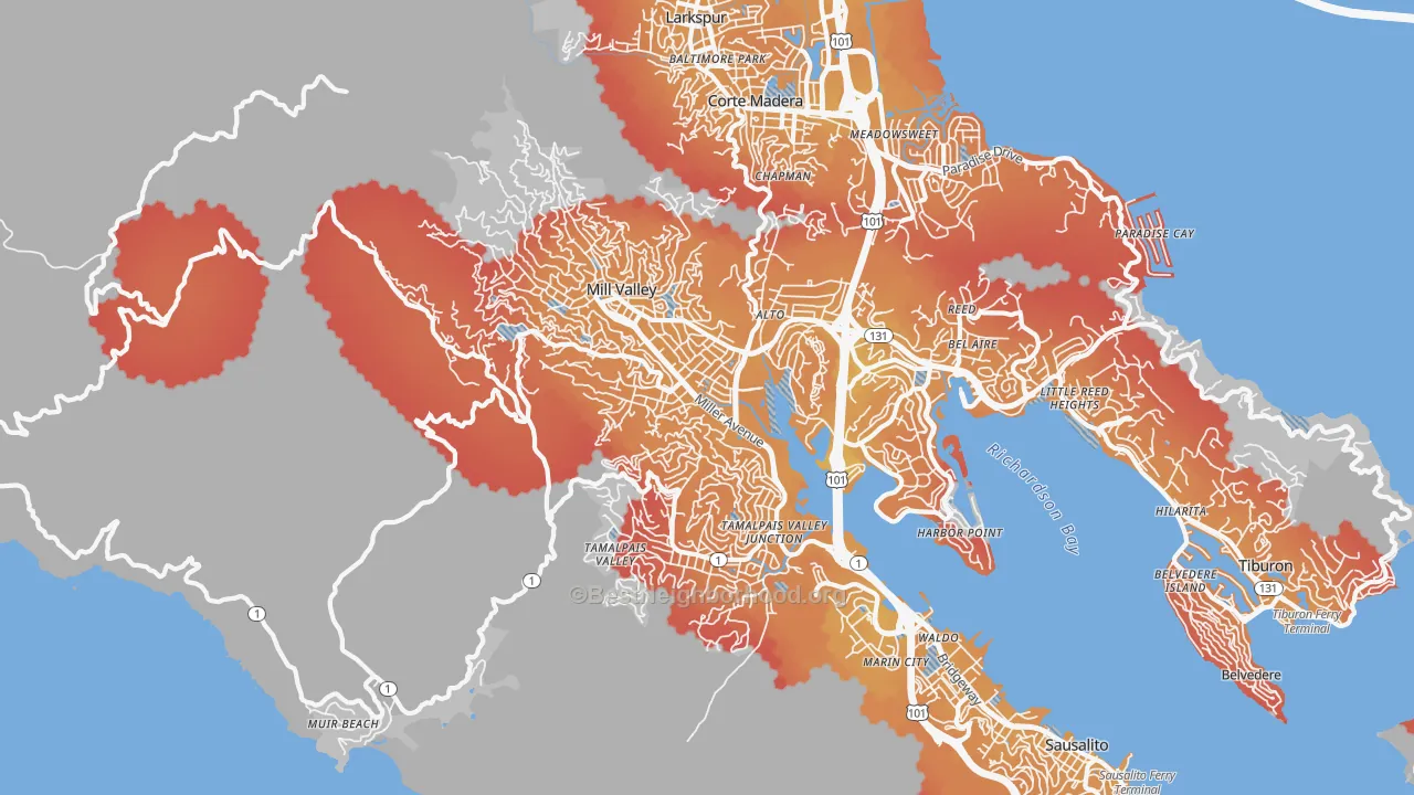 Transit Grade map of 94941, CA