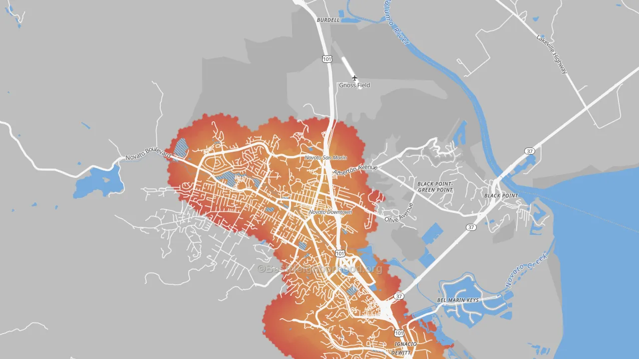 Transit Grade map of 94945, CA