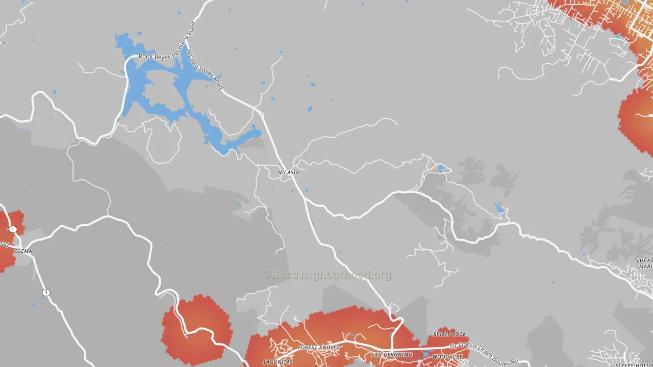 Transit Grade map of 94946, CA