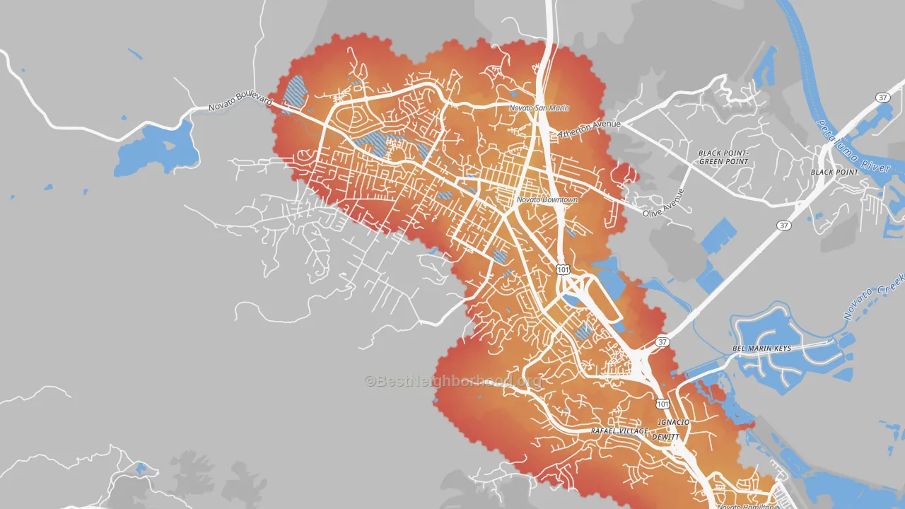 Transit Grade map of 94947, CA
