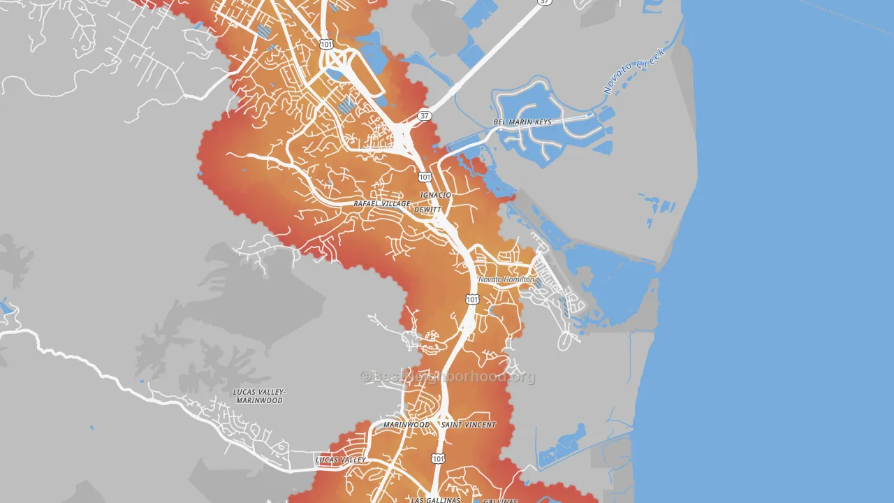 Transit Grade map of 94949, CA