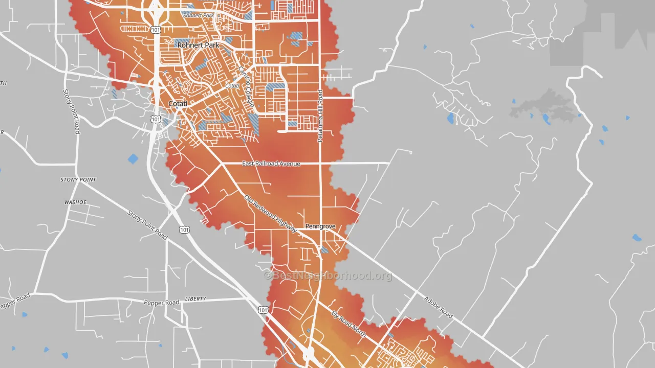 Transit Grade map of 94951, CA