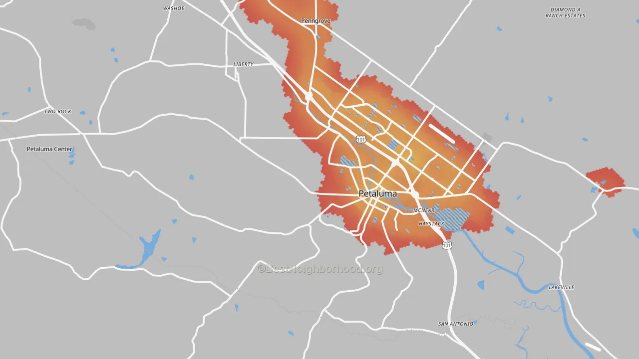 Transit Grade map of 94952, CA