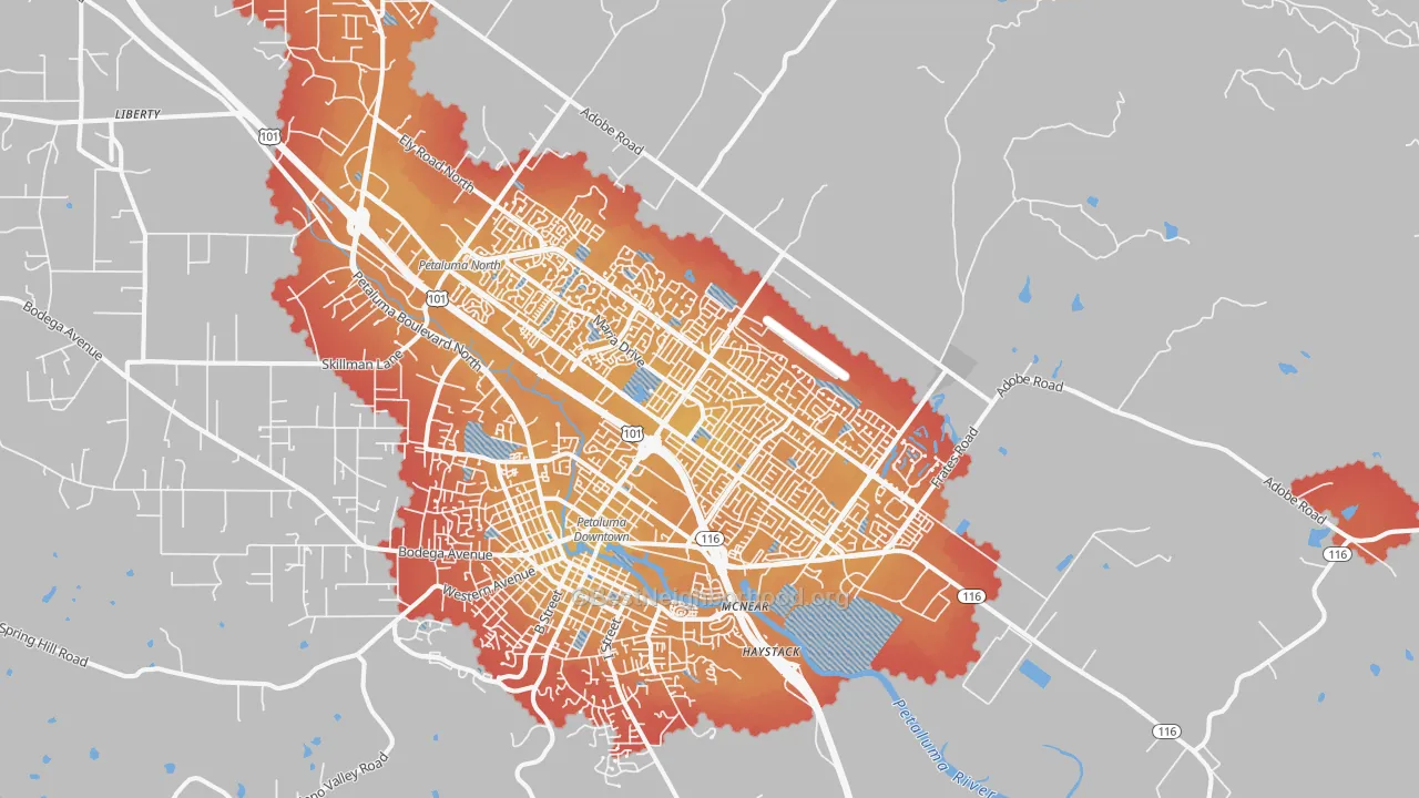 Transit Grade map of 94954, CA