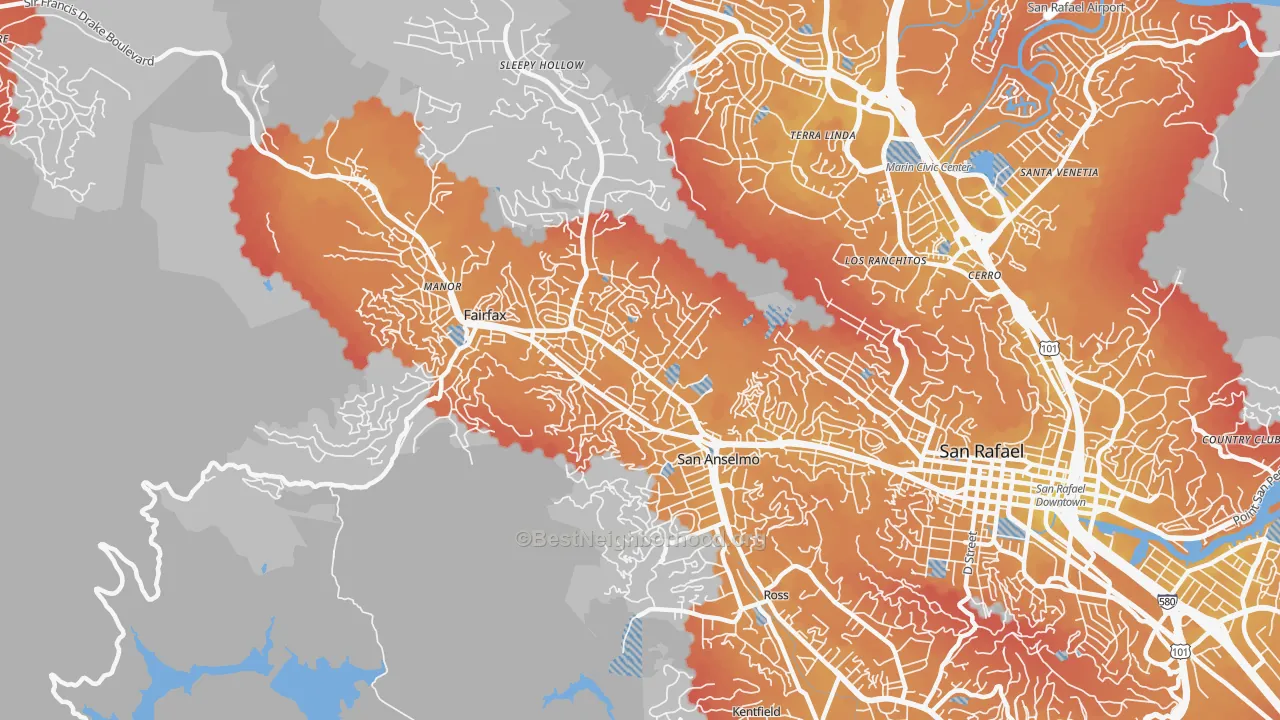 Transit Grade map of 94960, CA