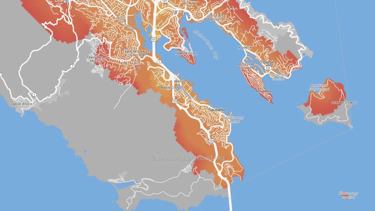 Transit Grade map of 94965, CA