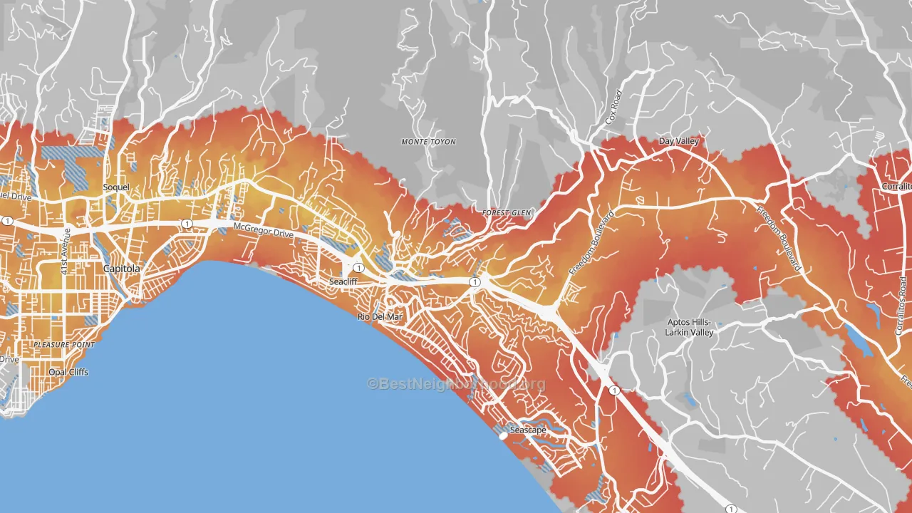 Transit Grade map of 95003, CA