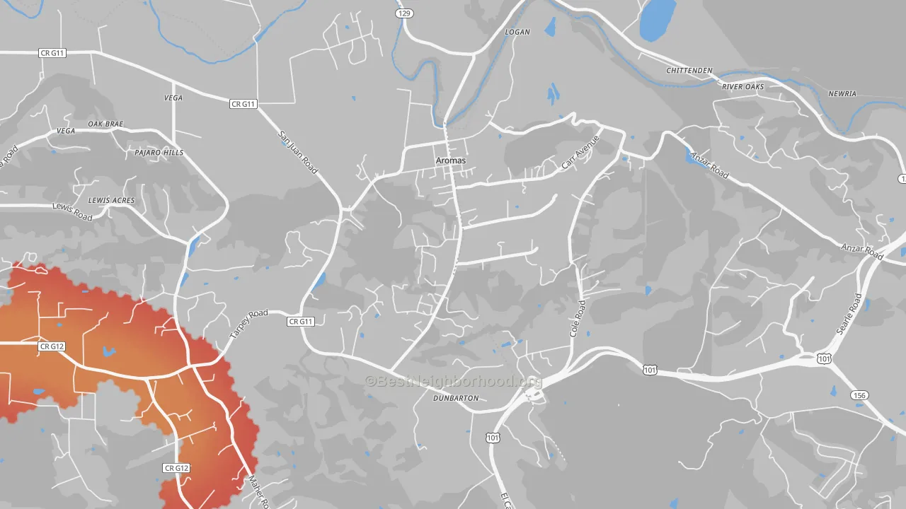 Transit Grade map of 95004, CA
