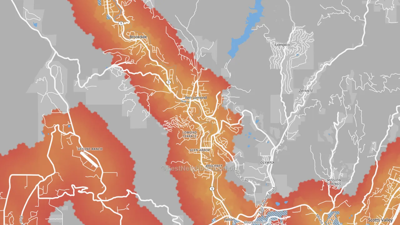 Transit Grade map of 95005, CA
