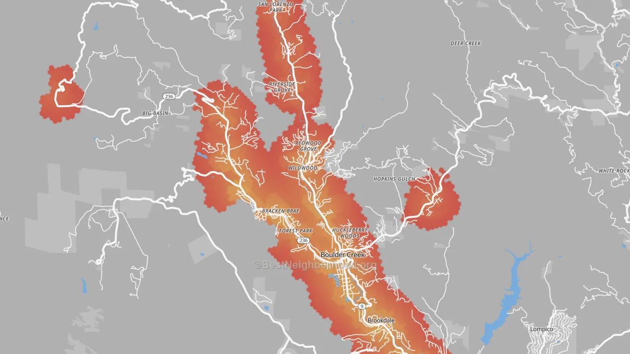Transit Grade map of 95006, CA