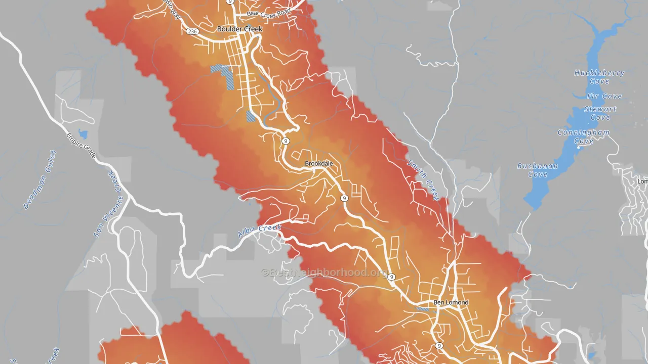 Transit Grade map of 95007, CA