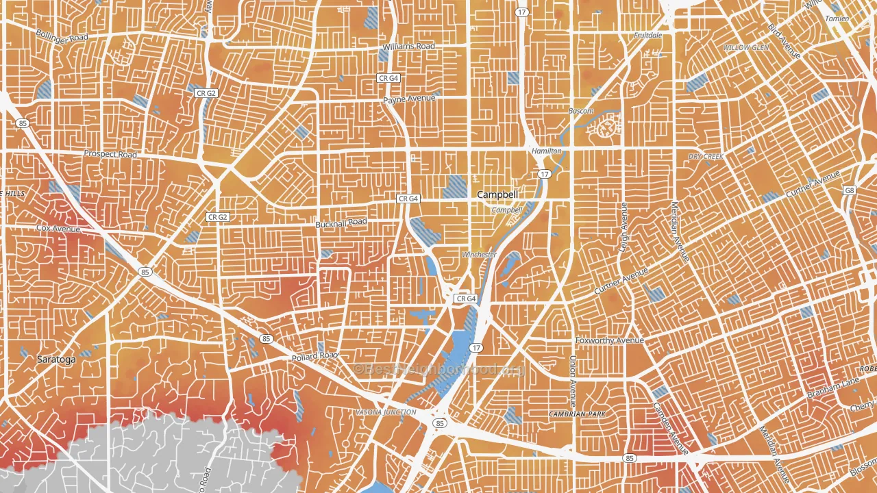 Transit Grade map of 95008, CA