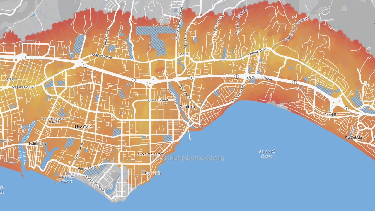 Transit Grade map of 95010, CA