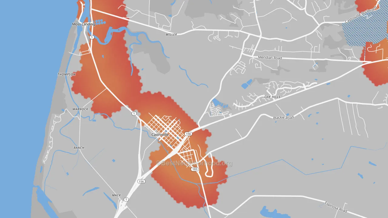 Transit Grade map of 95012, CA