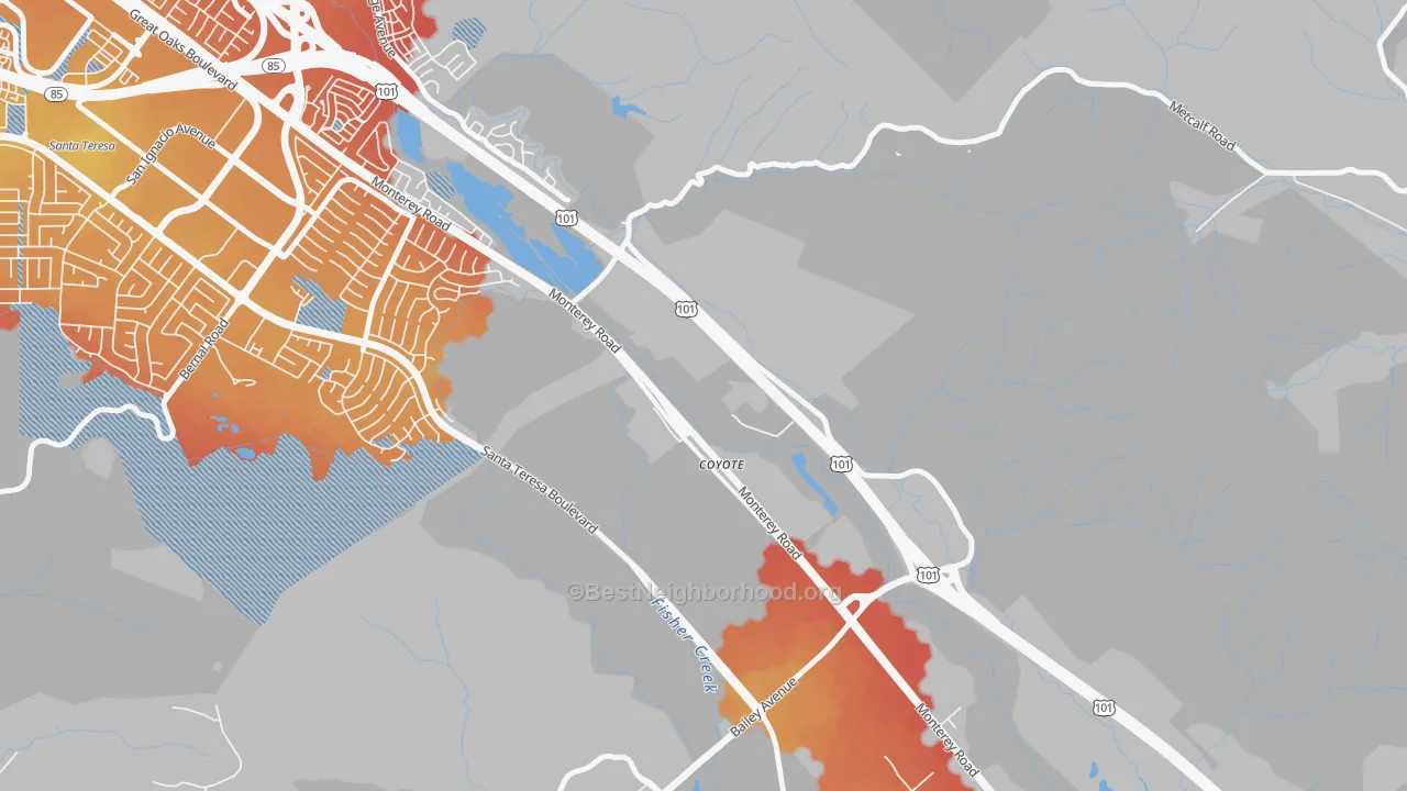 Transit Grade map of 95013, CA