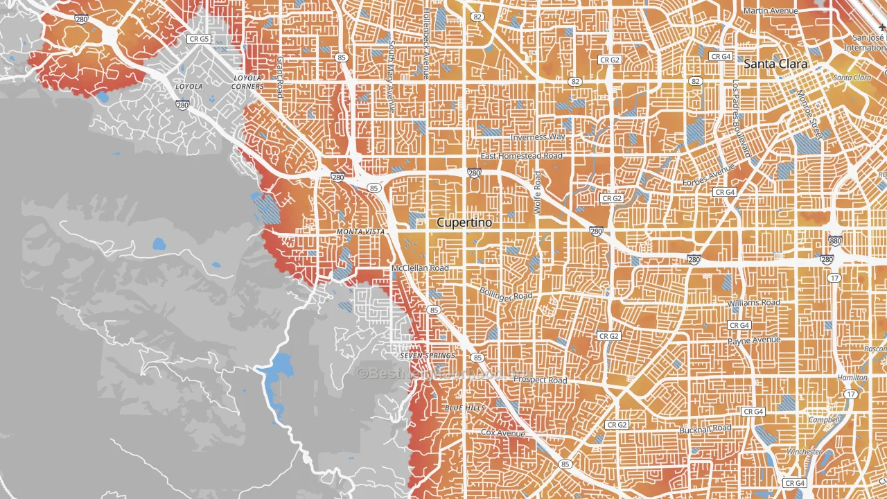 Transit Grade map of 95014, CA