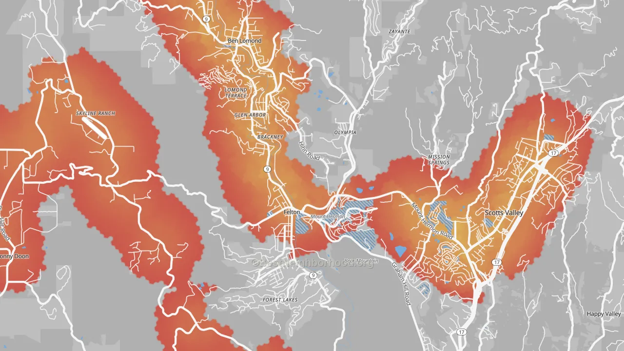 Transit Grade map of 95018, CA