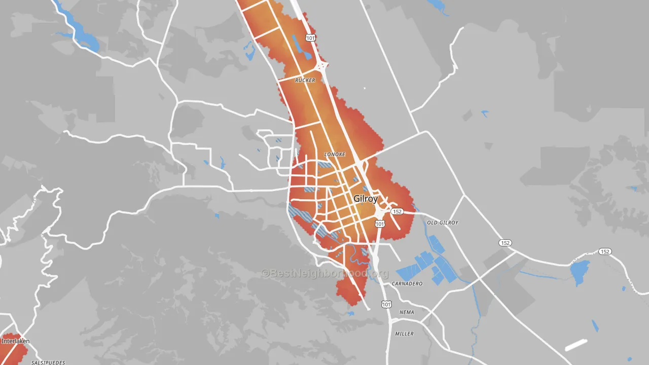 Transit Grade map of 95020, CA