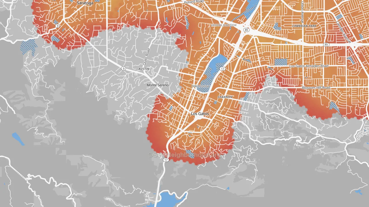 Transit Grade map of 95030, CA