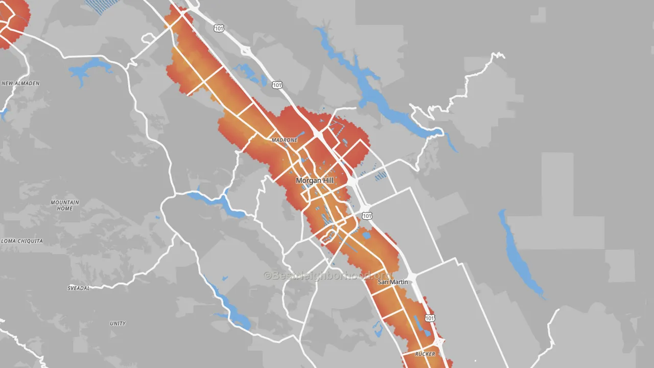 Transit Grade map of 95037, CA