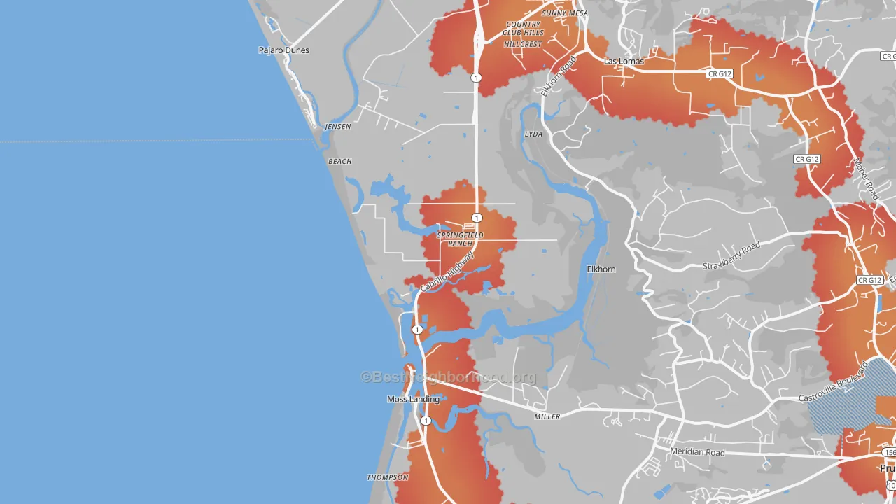 Transit Grade map of 95039, CA