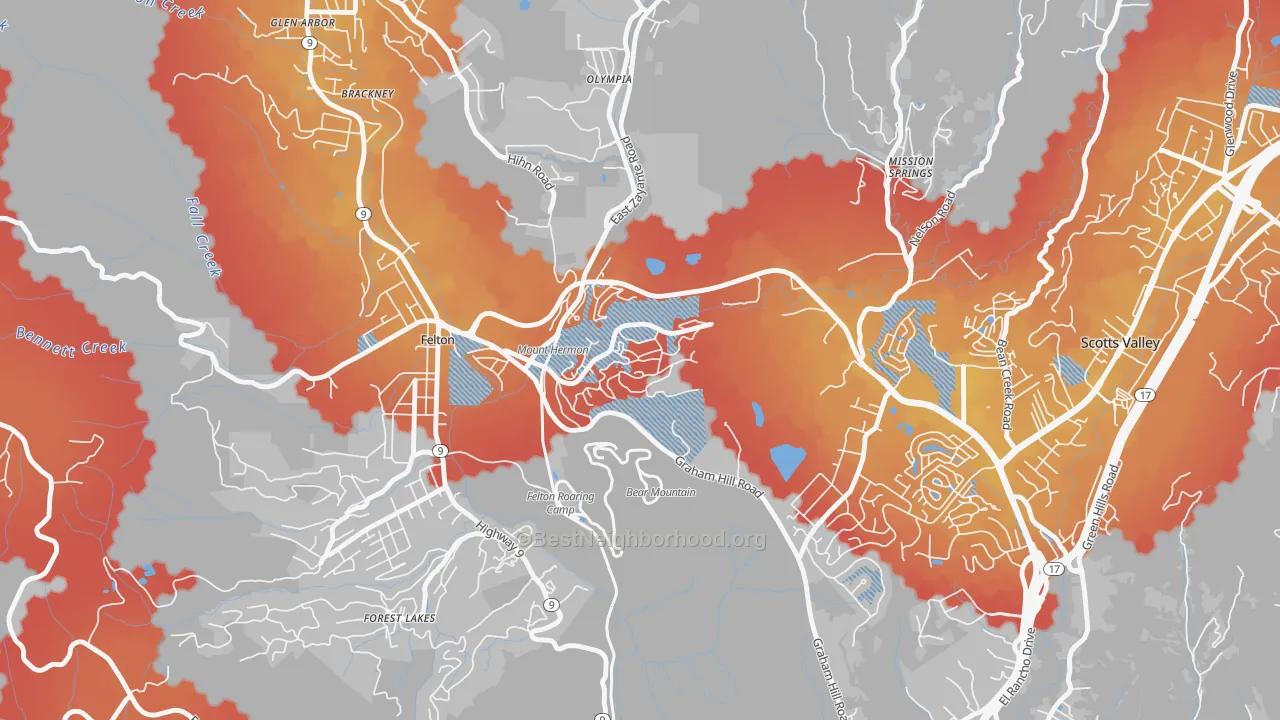 Transit Grade map of 95041, CA