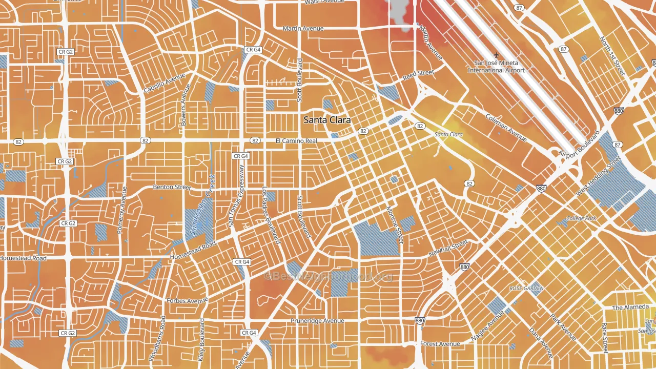 Transit Grade map of 95050, CA