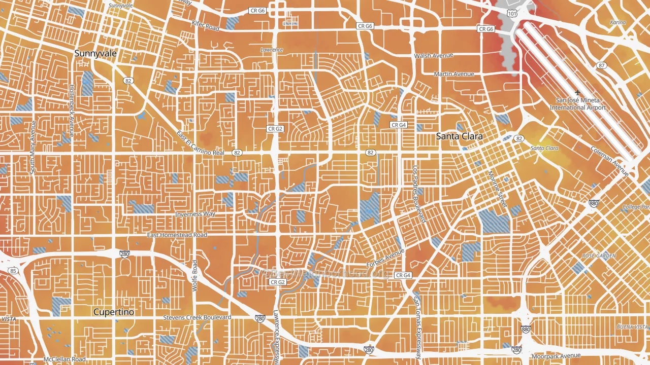 Transit Grade map of 95051, CA