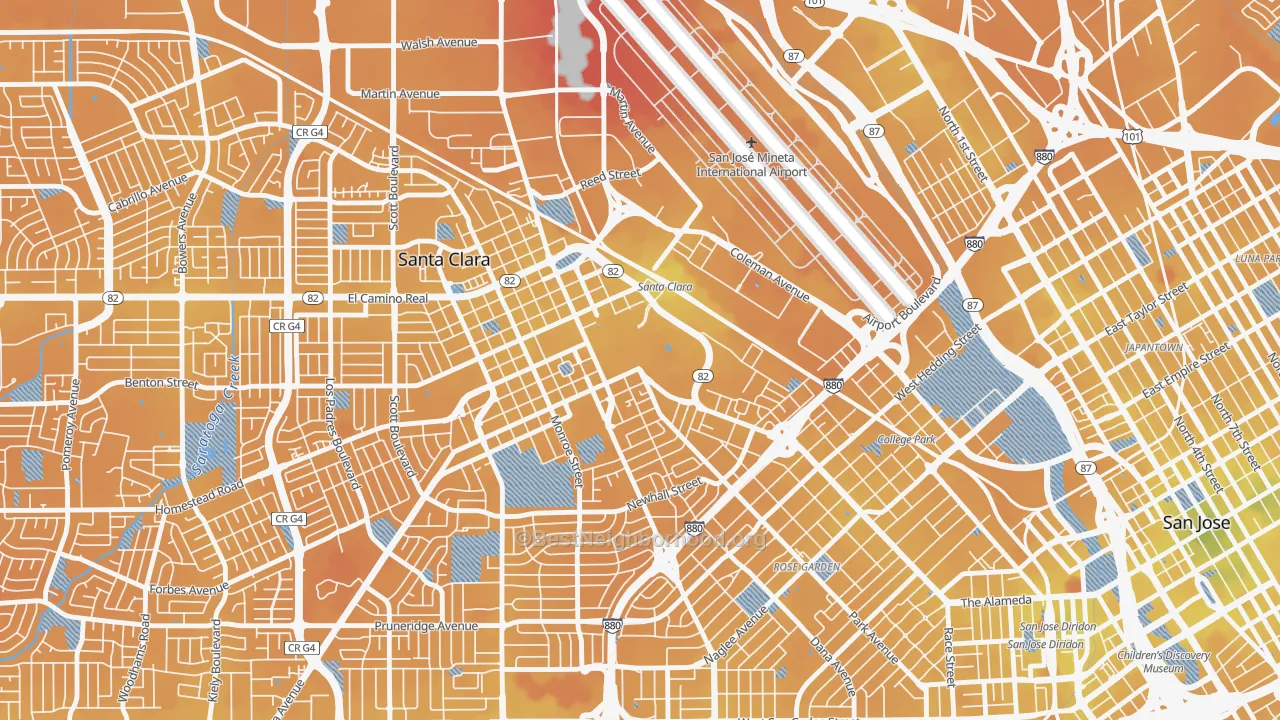 Transit Grade map of 95053, CA