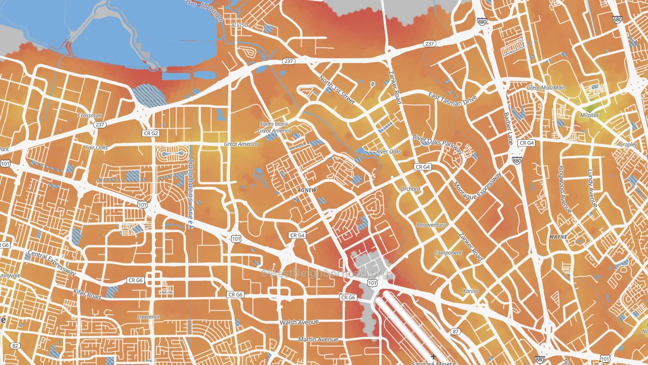Transit Grade map of 95054, CA