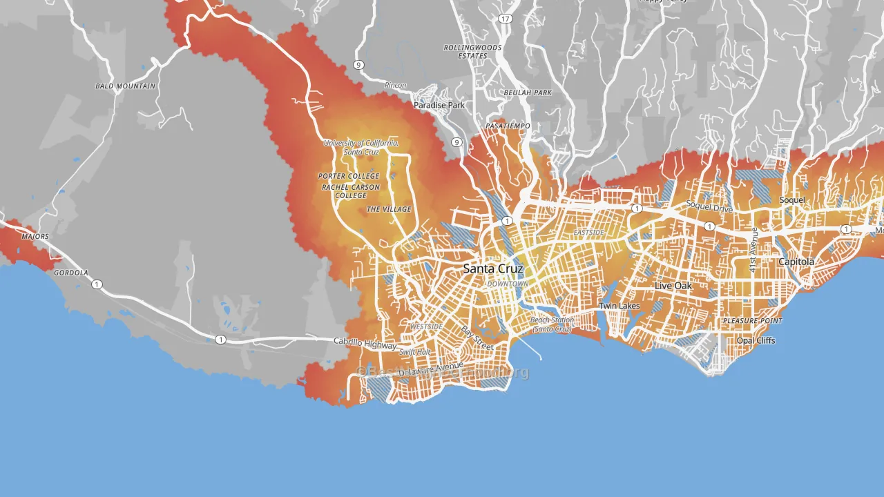 Transit Grade map of 95060, CA