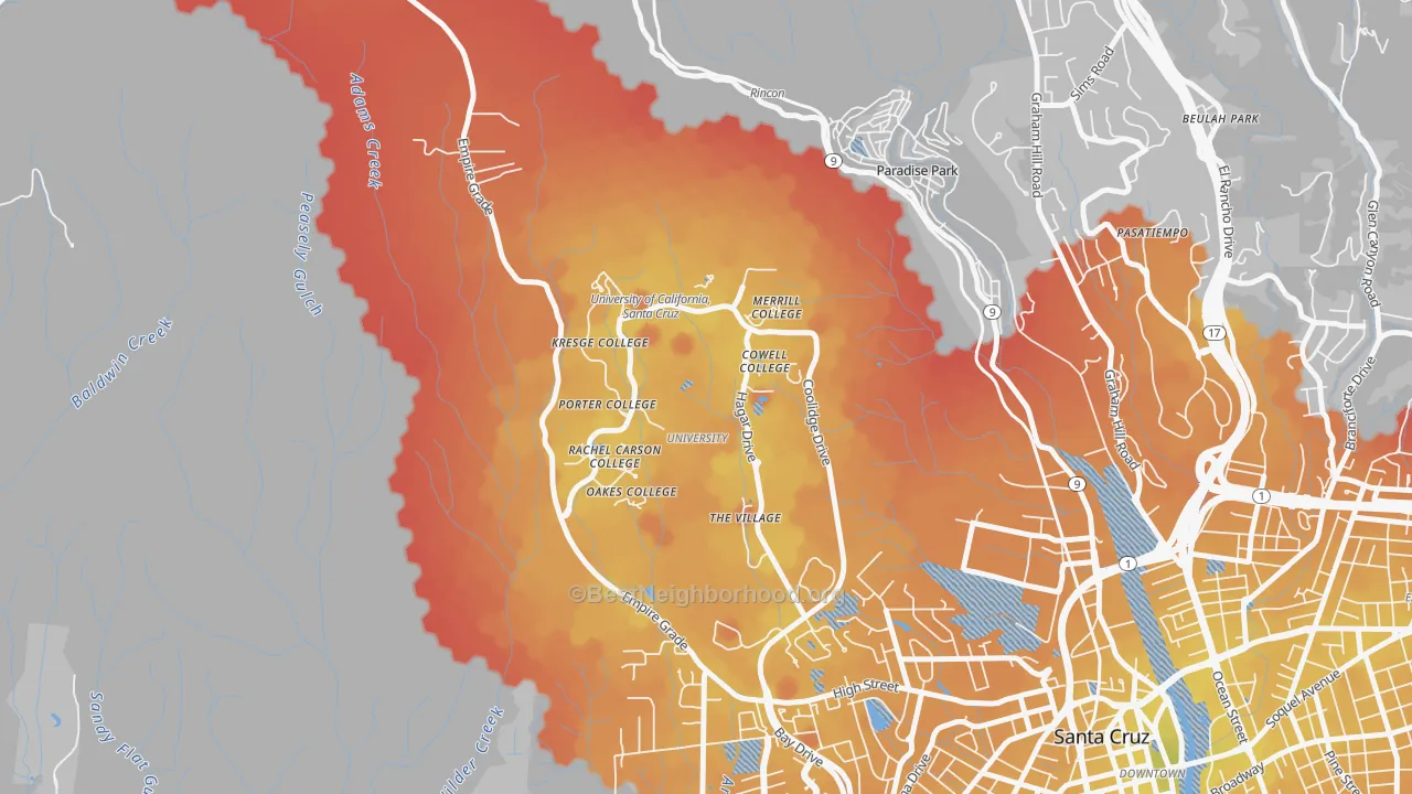 Transit Grade map of 95064, CA