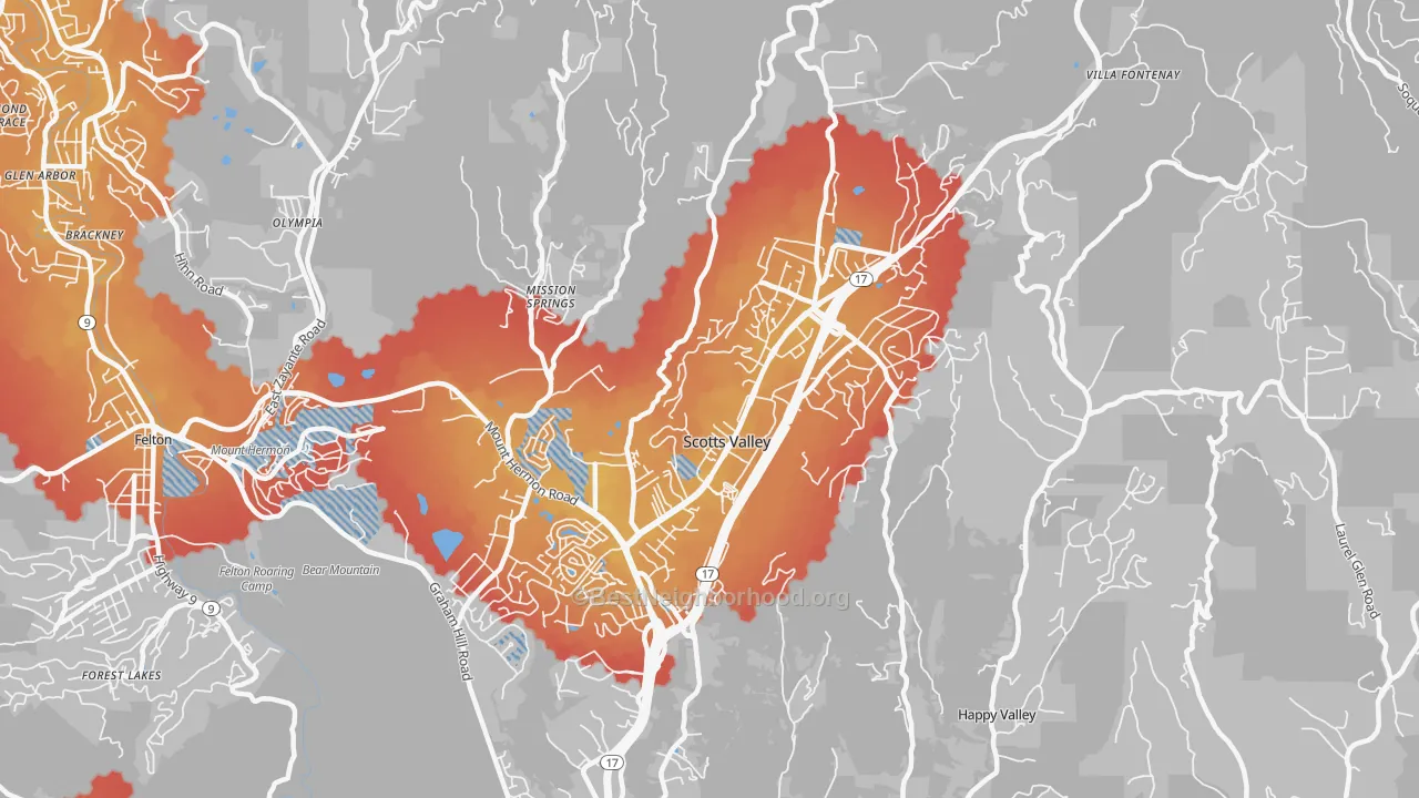Transit Grade map of 95066, CA