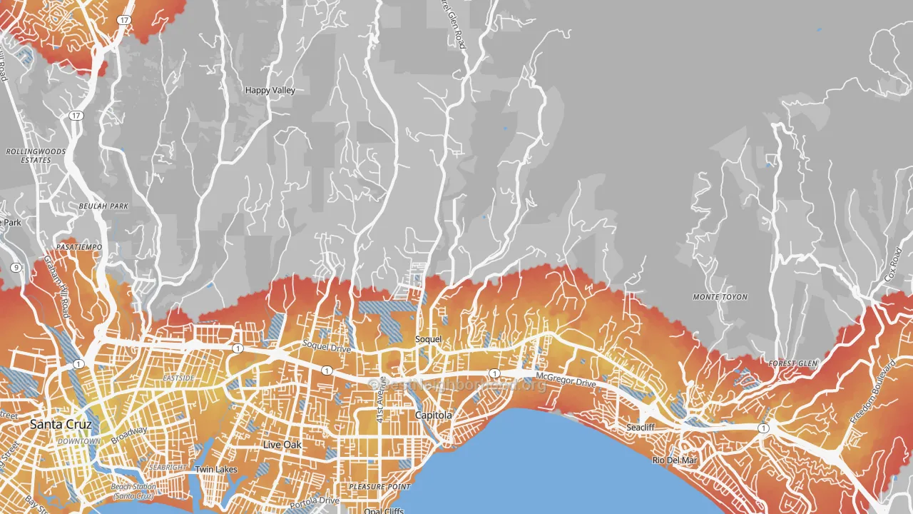 Transit Grade map of 95073, CA