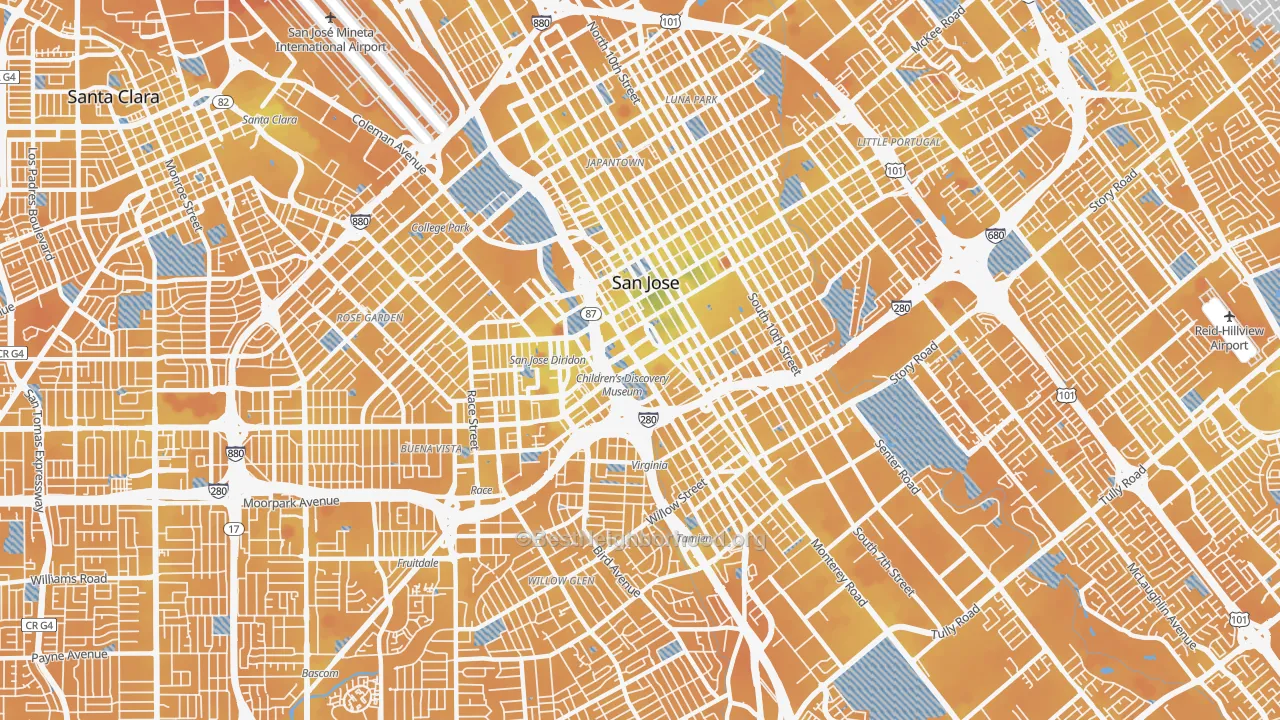 Transit Grade map of 95110, CA