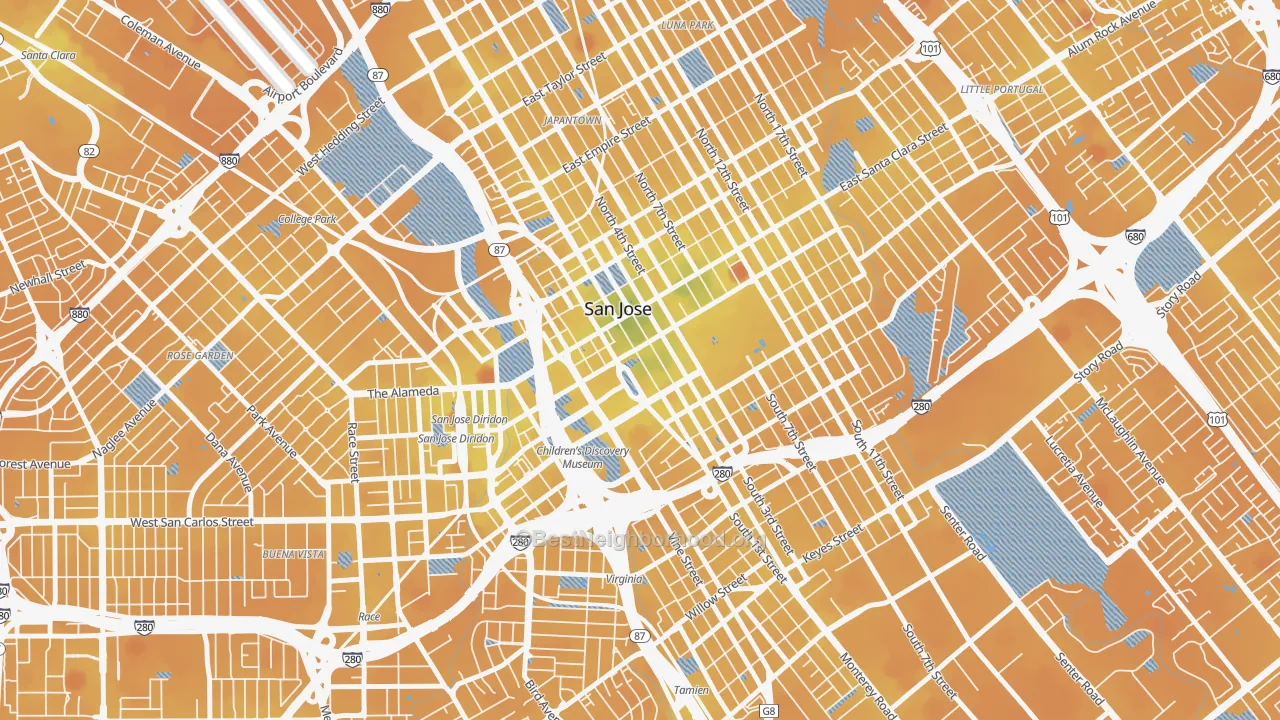 Transit Grade map of 95113, CA