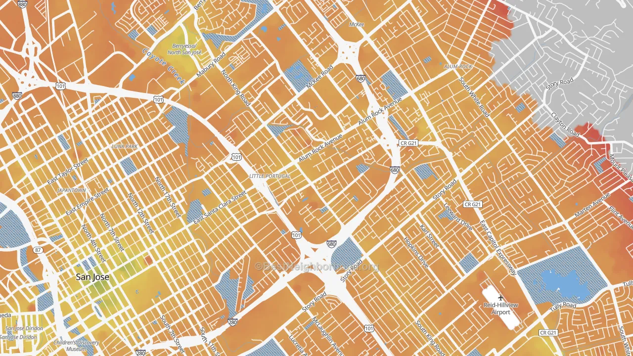 Transit Grade map of 95116, CA
