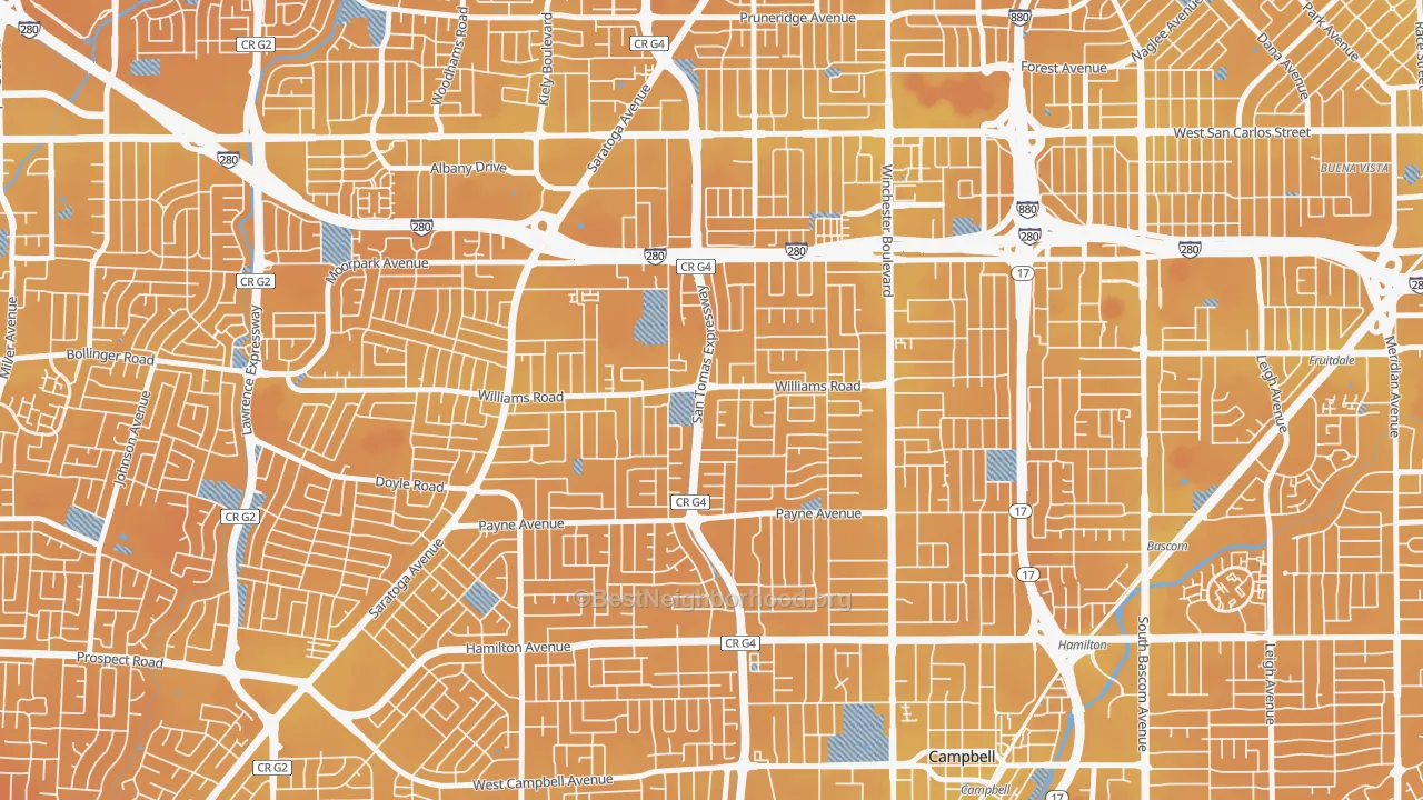 Transit Grade map of 95117, CA
