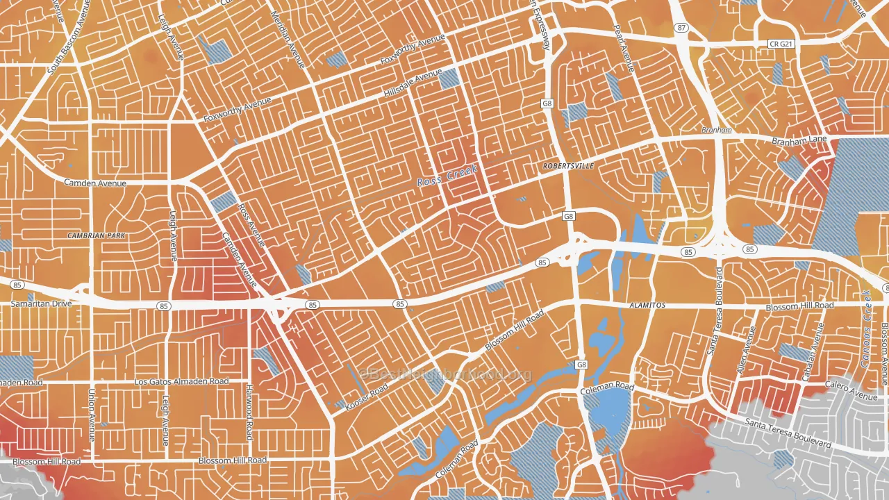 Transit Grade map of 95118, CA